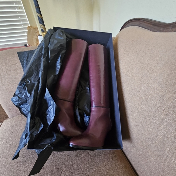 Theory Knee Boot in Wine Red Leather Size 37/7 NWT - Picture 11 of 15